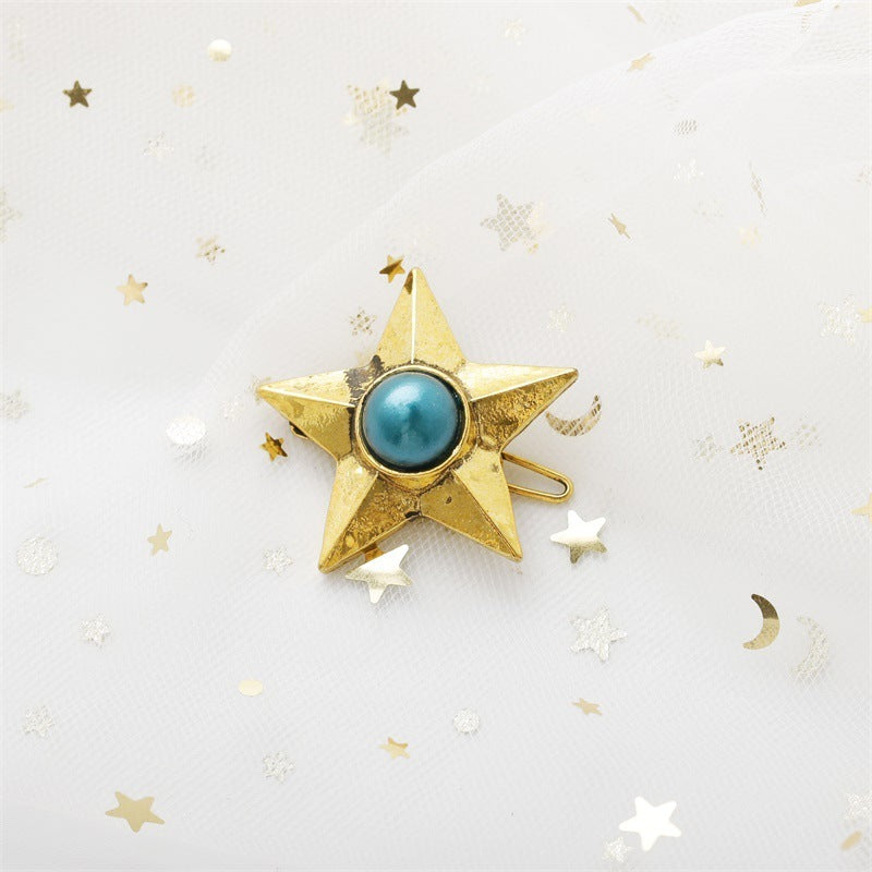 Vintage Pearl Gemstone Star Hairpin