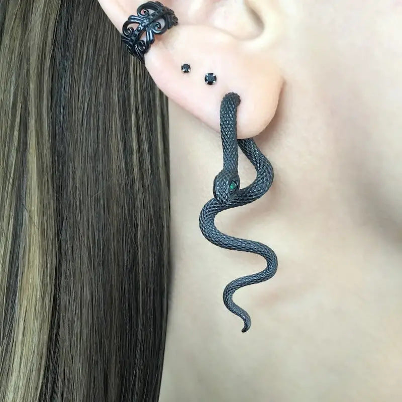 Multi-color Diamond Exaggerated Snake Earrings