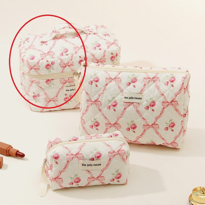 Bow Cotton Makeup Bag