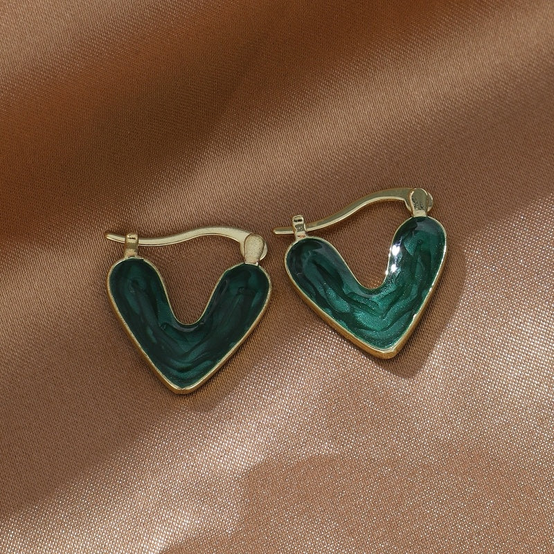 Minimalist Heart-shaped Drop Glazed Earrings