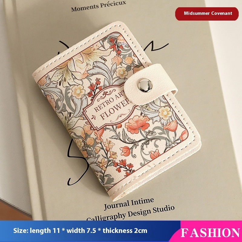 Women's Flower Oil Painting Retro Style Card Holder Wallet