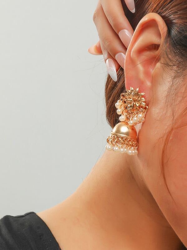 Faux Pearl Jhumka Earrings