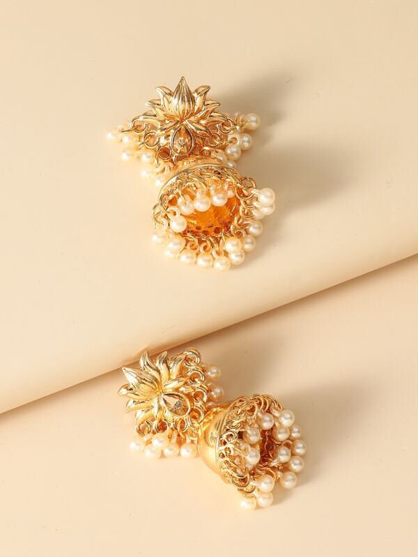 Faux Pearl Jhumka Earrings