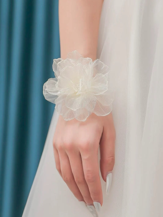 Faux Pearl & Flower Wrist Corsage