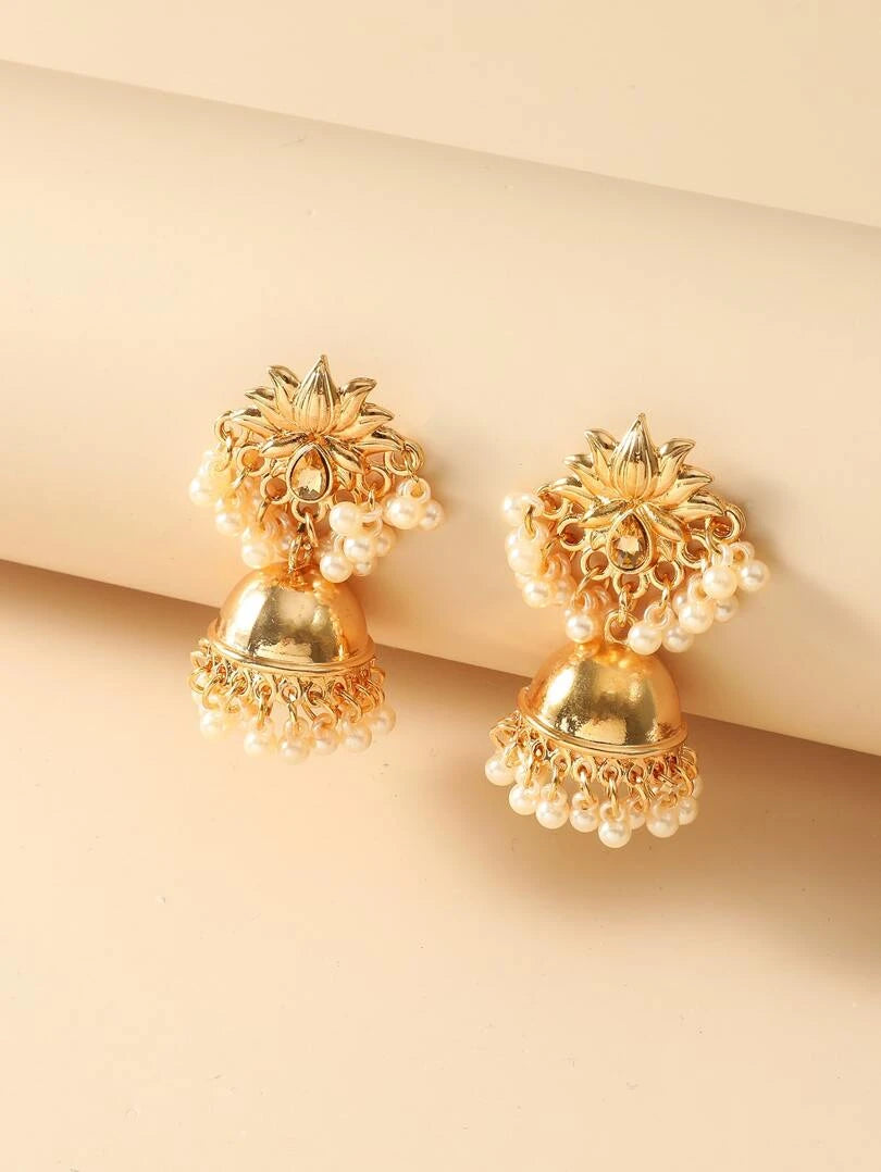 Faux Pearl Jhumka Earrings