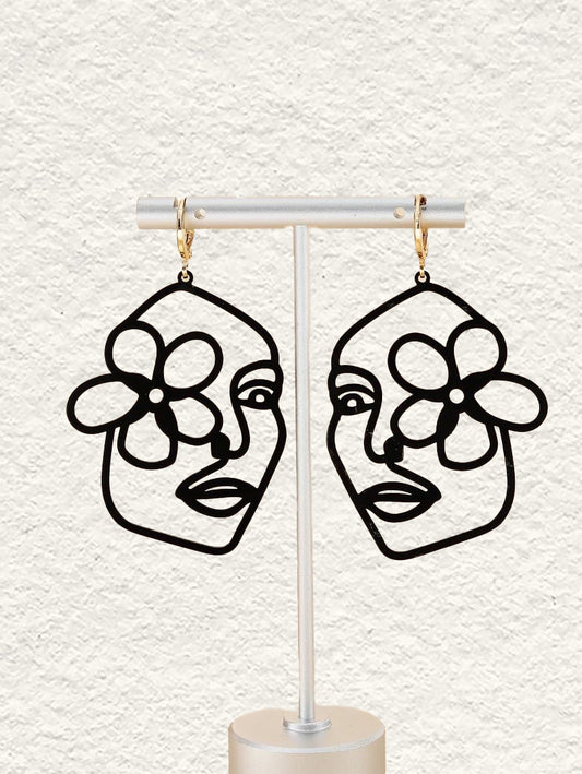 Flower & Figure Drop Earrings