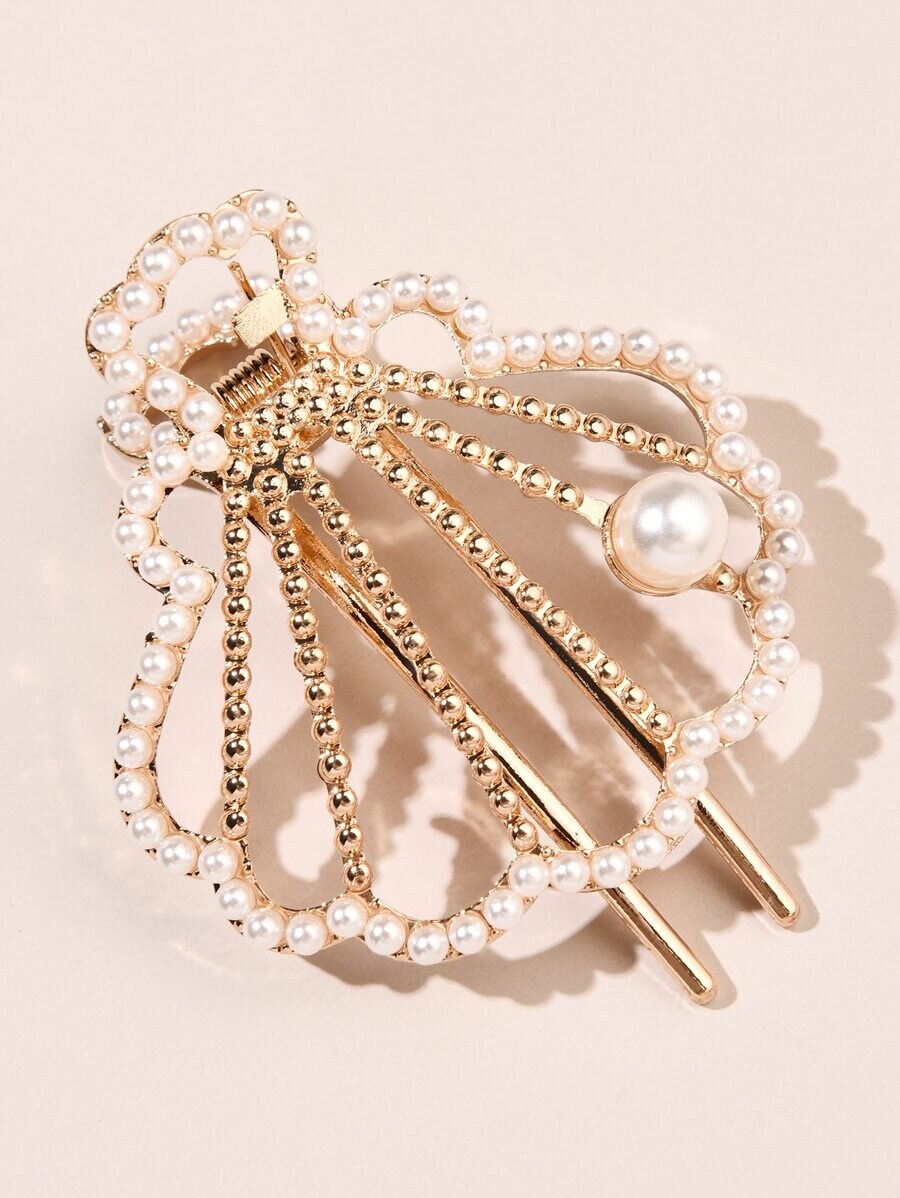 Faux Pearl Shell Design Hair Clip