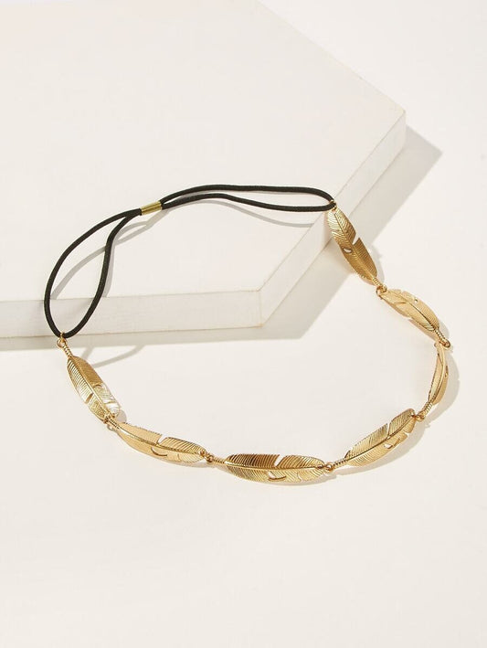 Metallic Leaf Elastic Headband