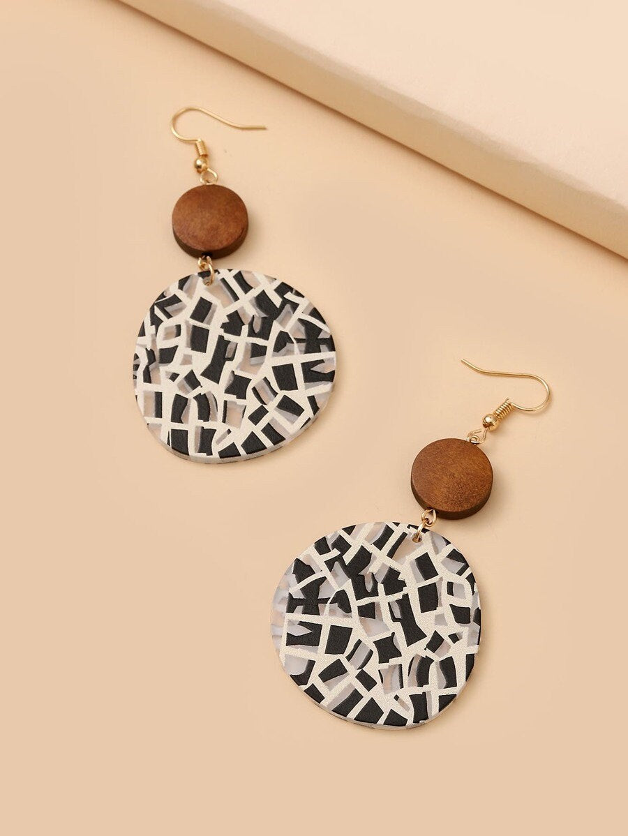 Geometric Print Drop Earrings