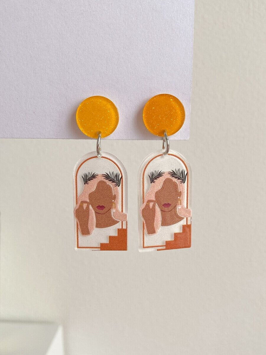 Figure Graphic Geometric Drop Earrings