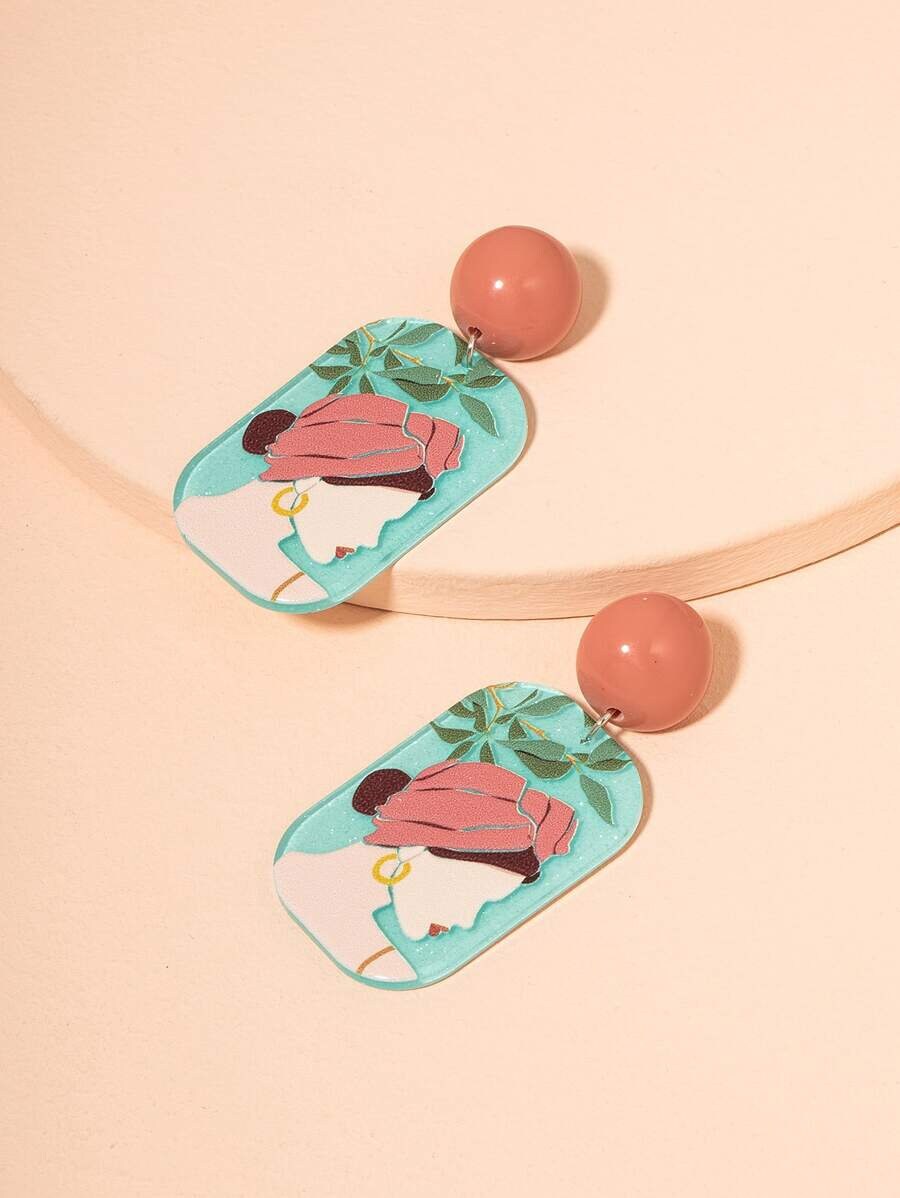 Figure Graphic Resin Earrings