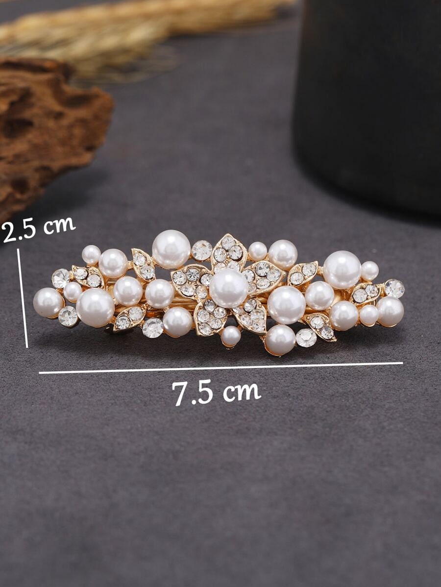 Faux Pearl & Rhinestone French Clip