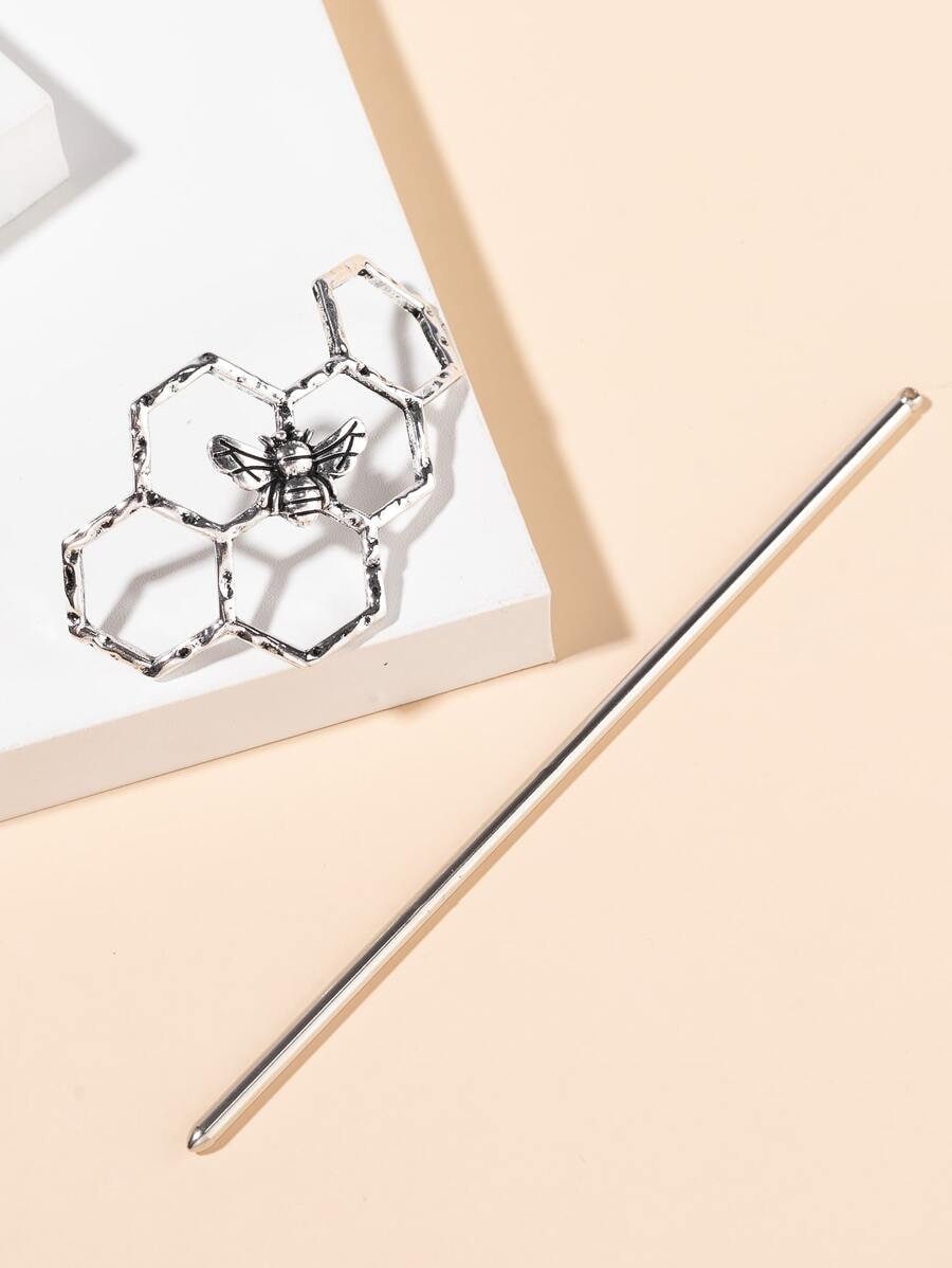 Bee Decor Hair Slide With Stick