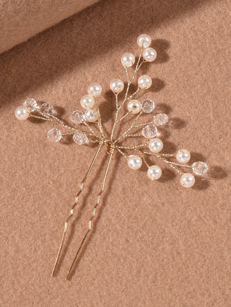 4pcs Faux Pearl Decor Hair Pin