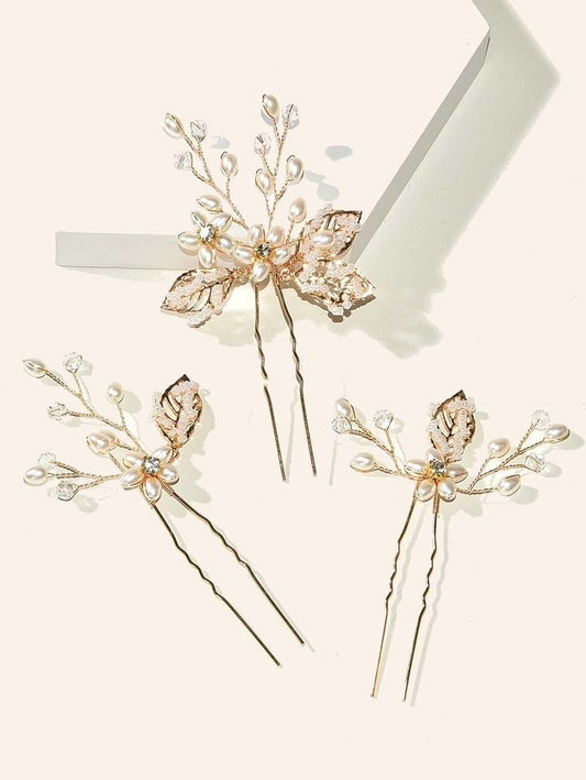 3pcs Faux Pearl Hair Pin