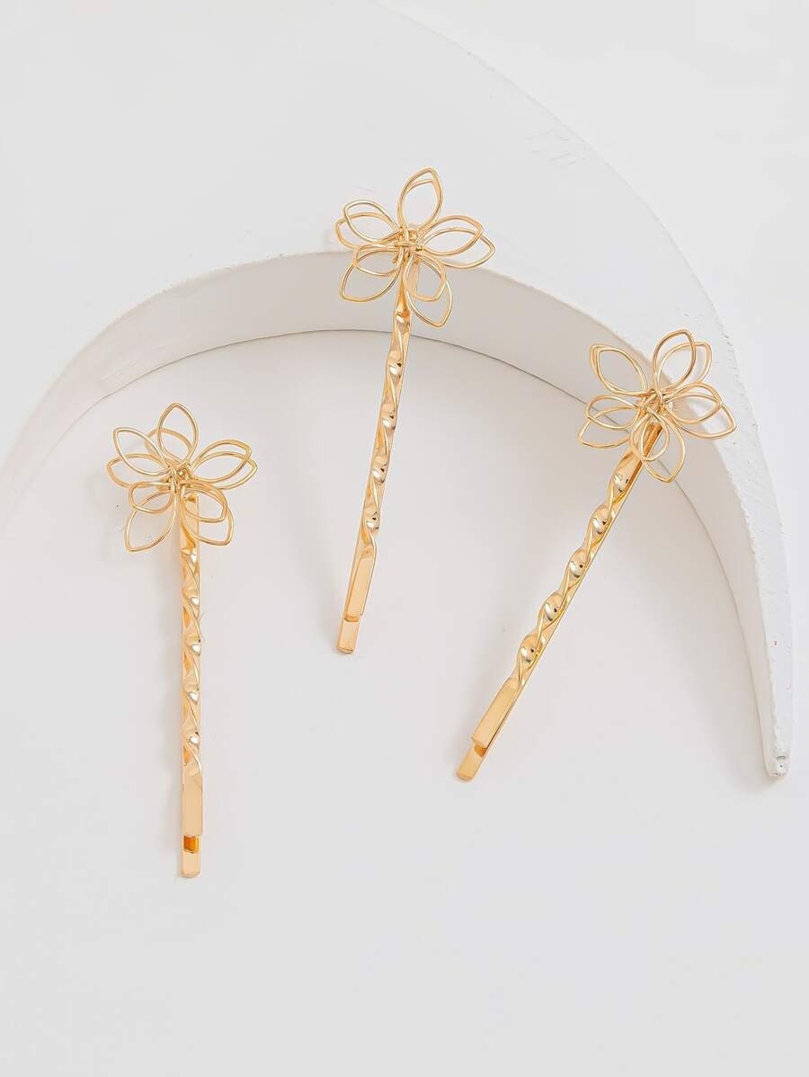 3pcs Flower Decor Hair Clip