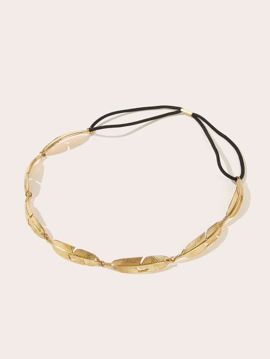 Metallic Leaf Elastic Headband