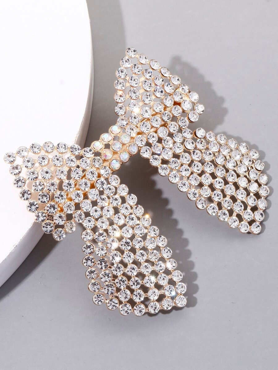 Rhinestone Bow Hair Clip