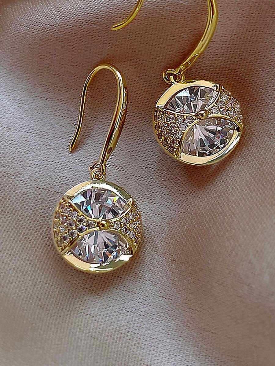 Rhinestone Round Drop Earrings