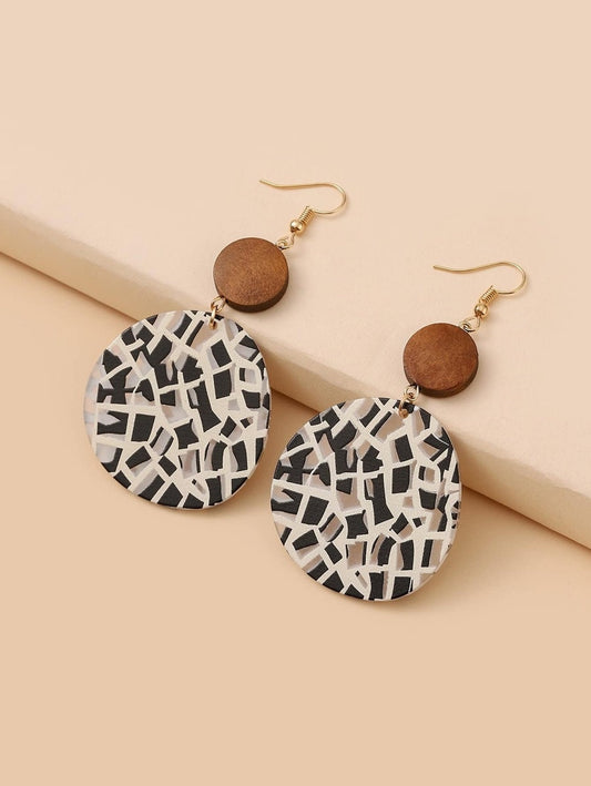 Geometric Print Drop Earrings