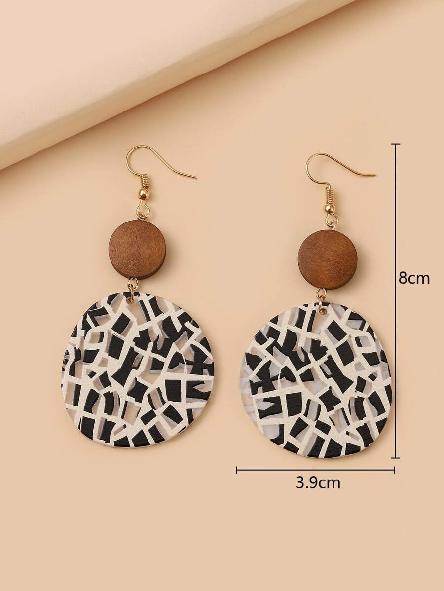 Geometric Print Drop Earrings