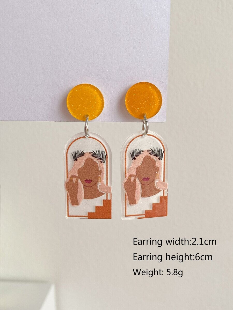 Figure Graphic Geometric Drop Earrings