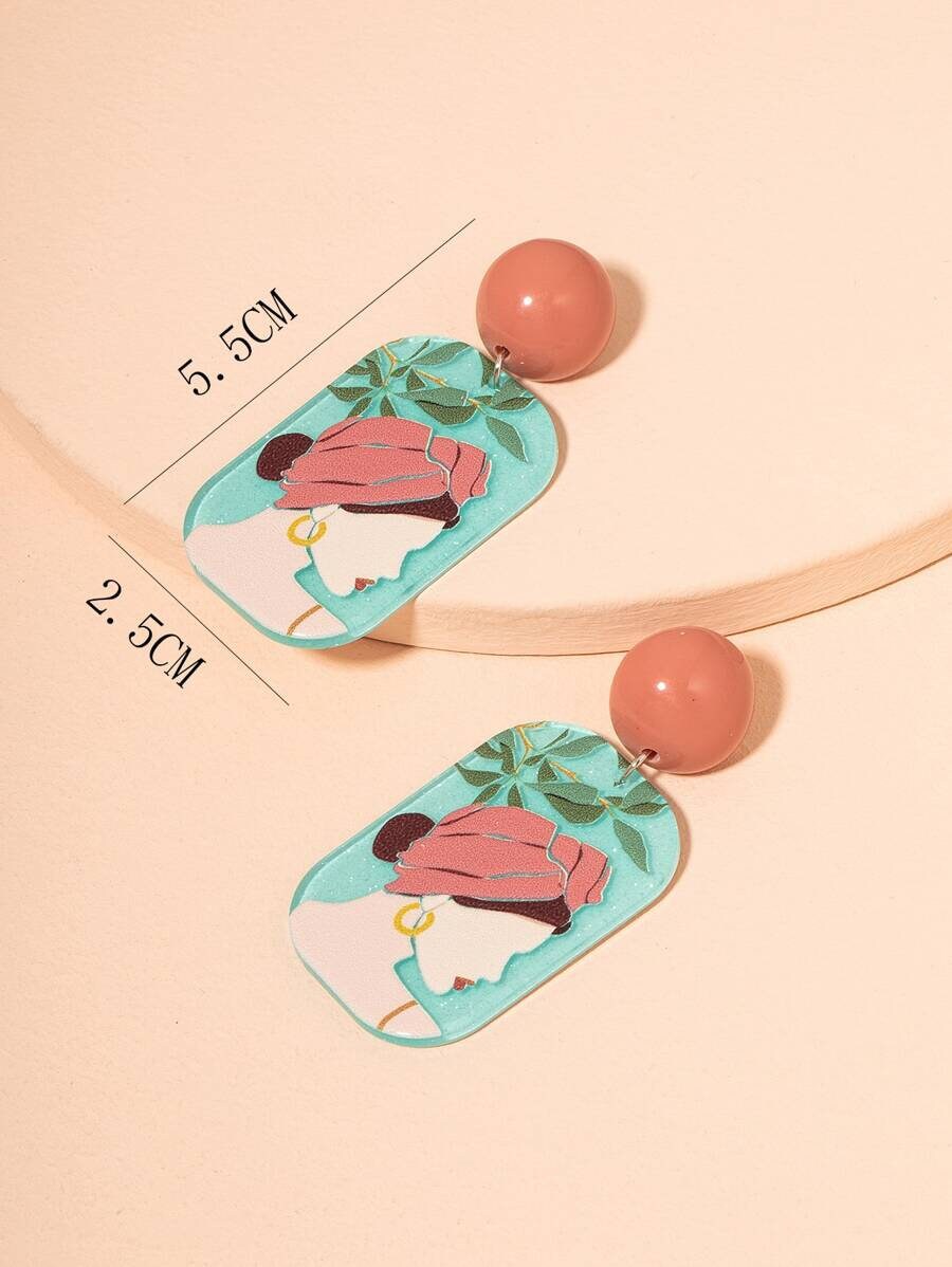 Figure Graphic Resin Earrings