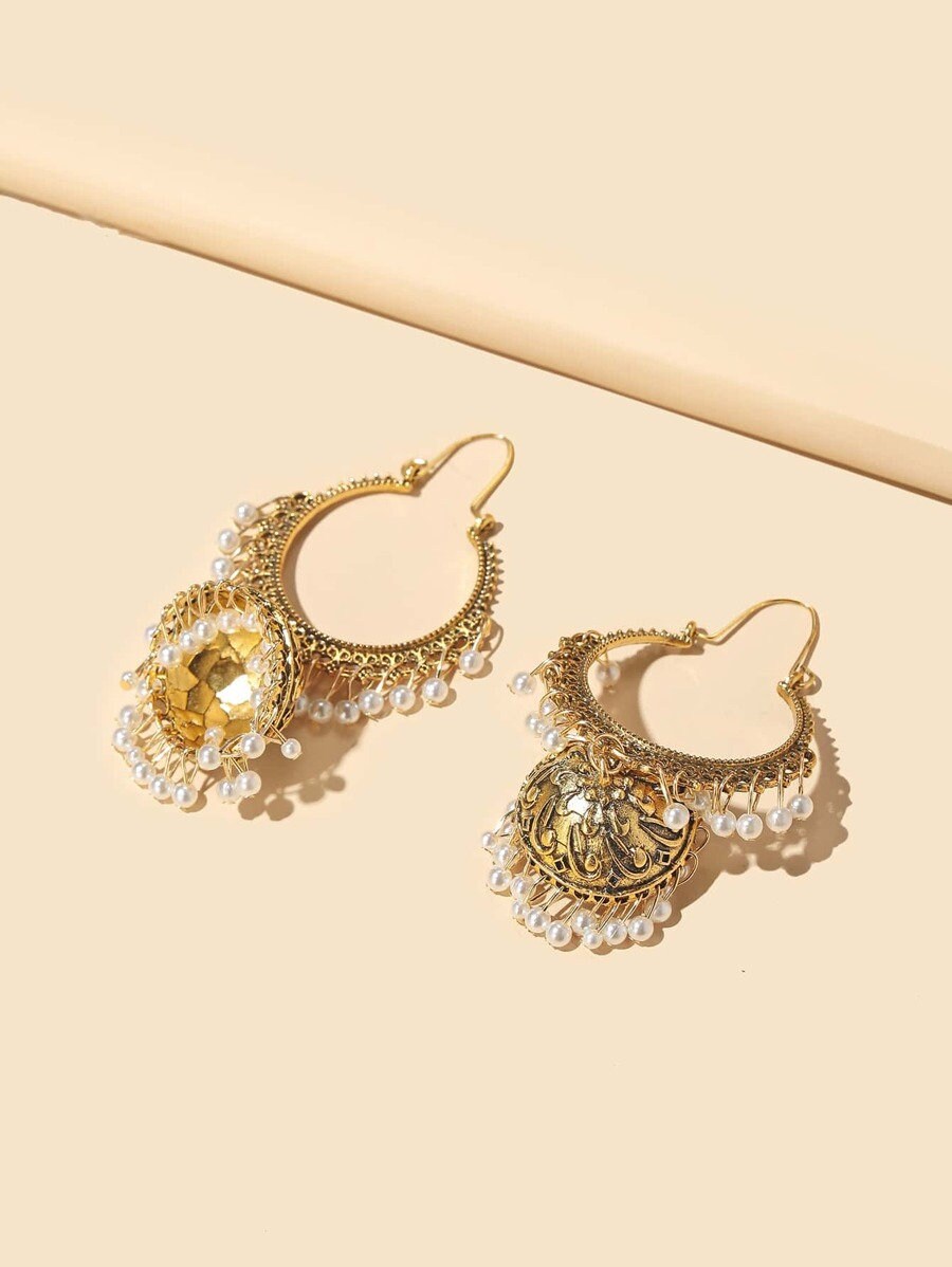 Faux Pearl Tassel Drop Jhumka Earrings