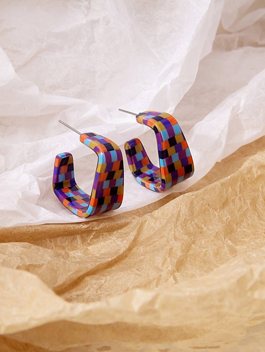 Color Block Hoop Earrings