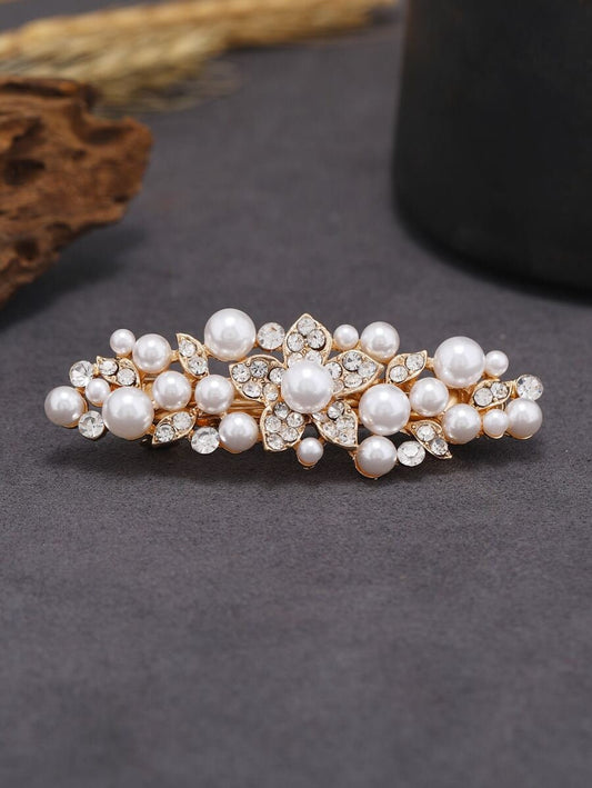 Faux Pearl & Rhinestone French Clip