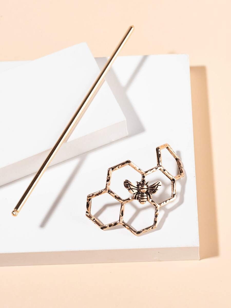 Bee Decor Hair Slide With Stick