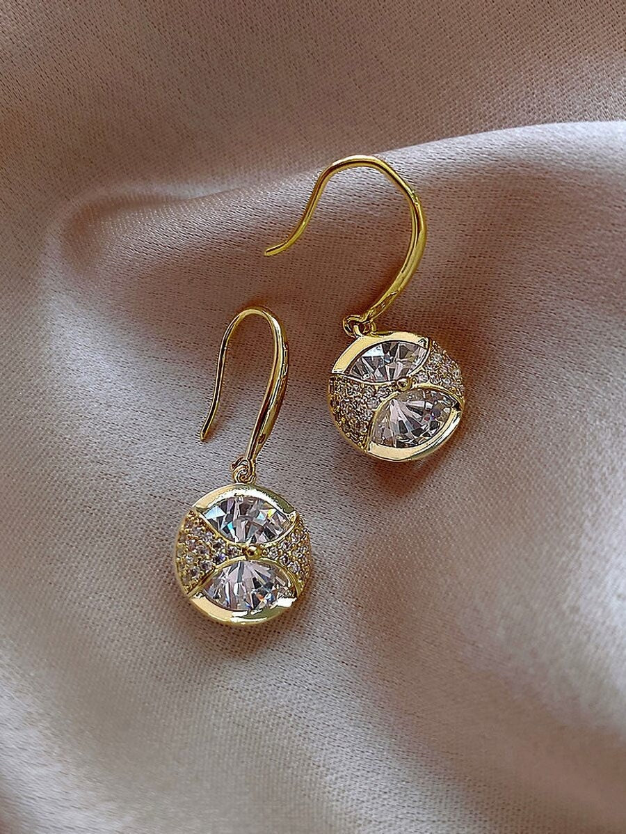 Rhinestone Round Drop Earrings