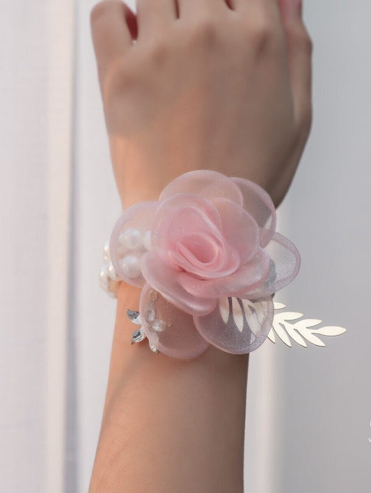 Mesh Flower Decor Wrist Corsage