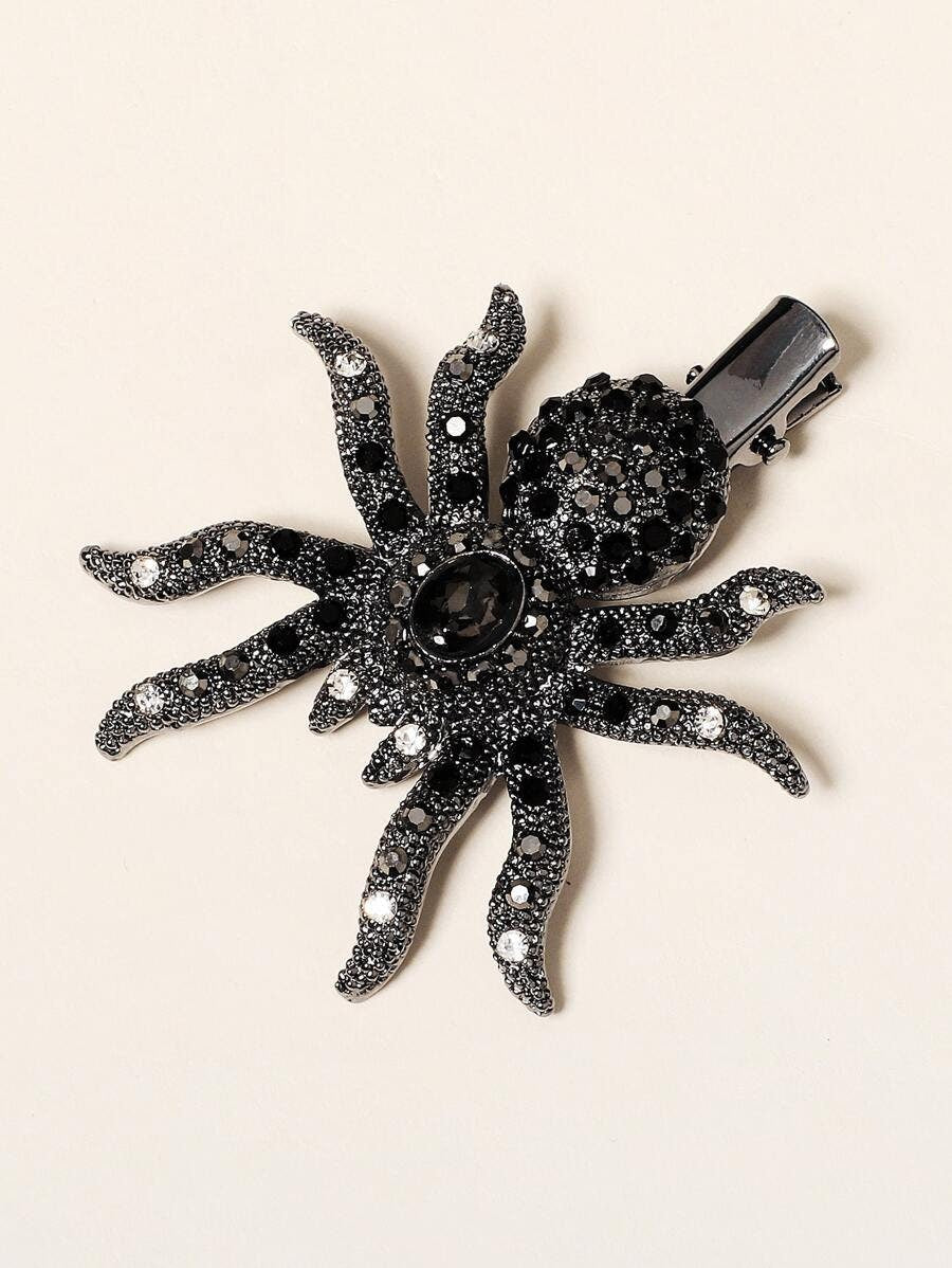 Halloween Rhinestone Spider Hair Clip