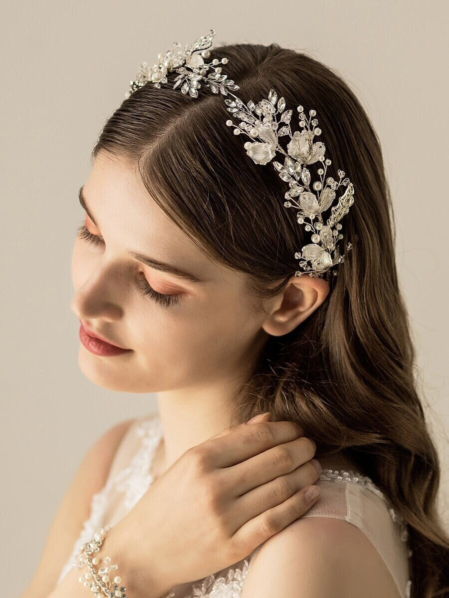 Rhinestone & Faux Pearl Decor Bridal Headwear