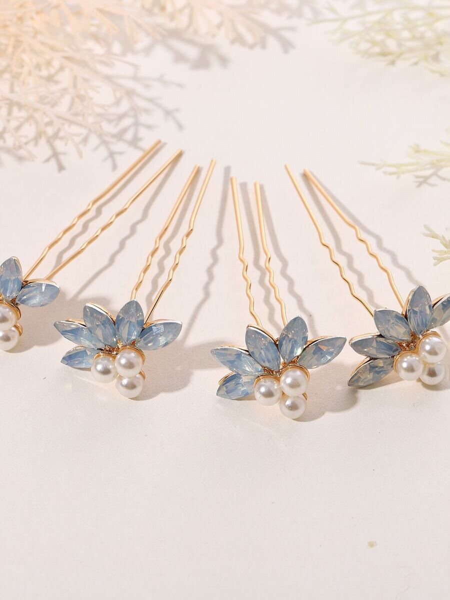 4pcs Faux Pearl Hair Pin