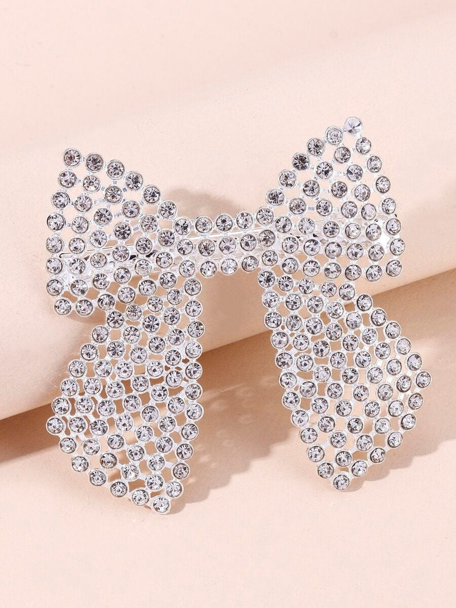 Rhinestone Bow Hair Clip