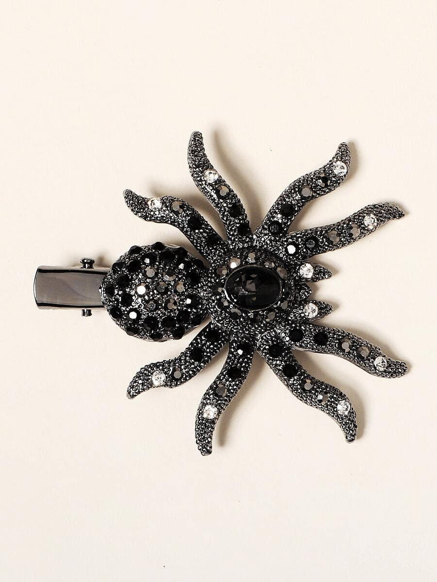 Halloween Rhinestone Spider Hair Clip