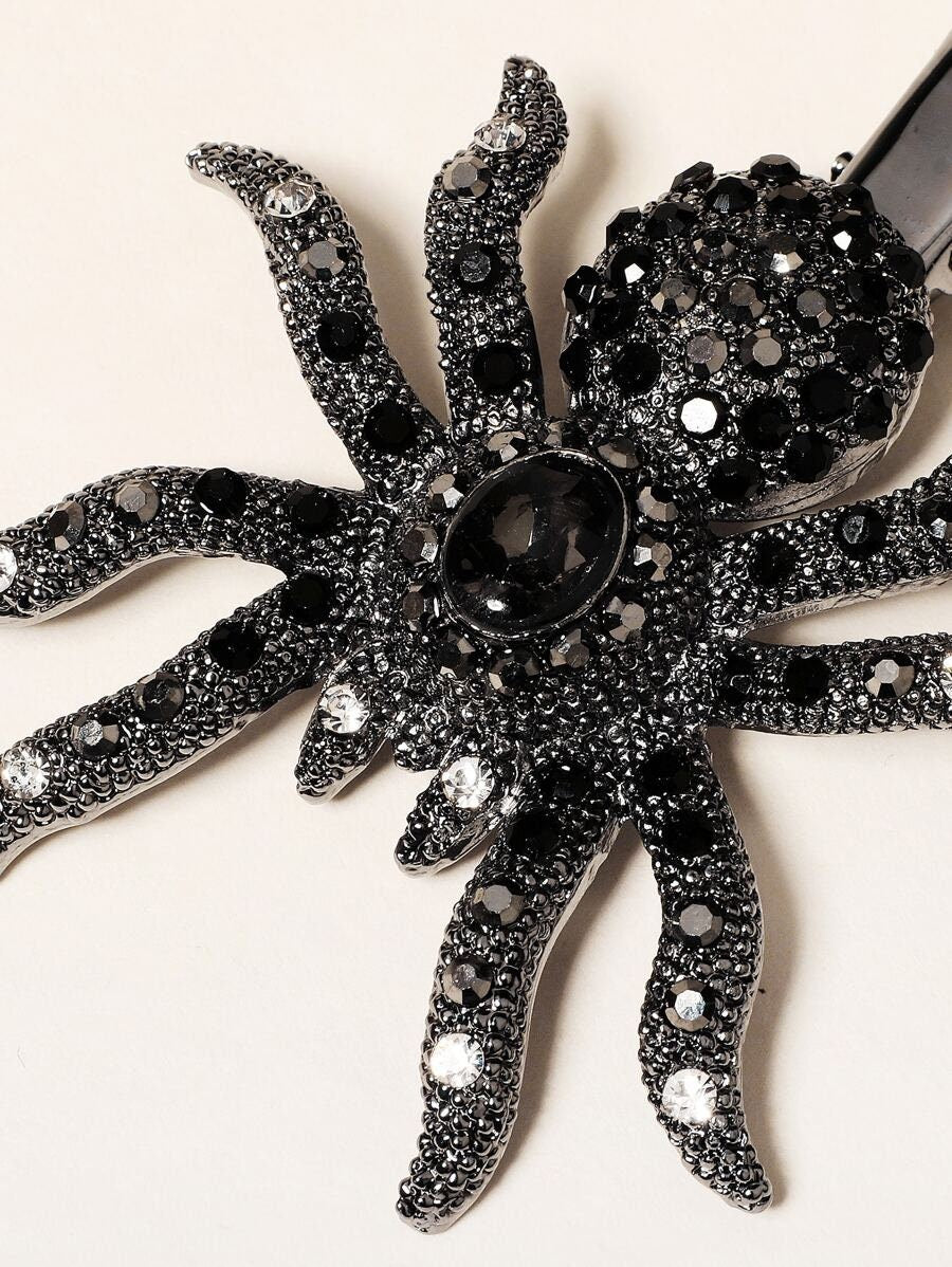 Halloween Rhinestone Spider Hair Clip