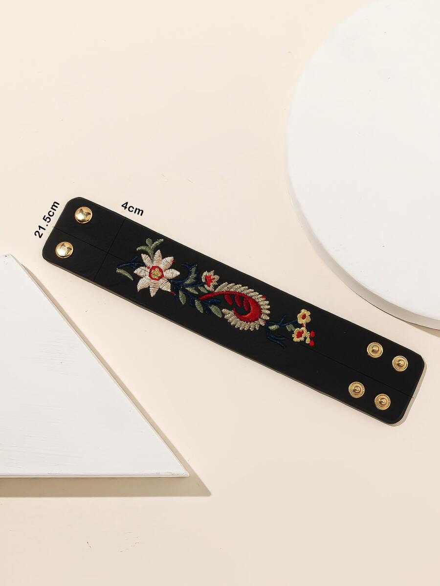 Flower Embroidered Bracelet