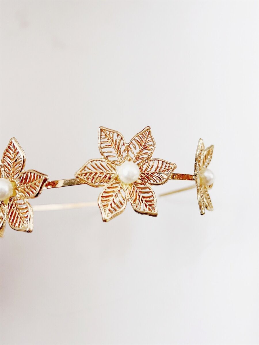 Faux Pearl & Flower Headband