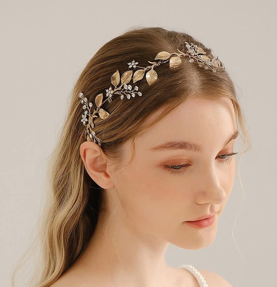 Rhinestone & Leaf Bridal Hair Band