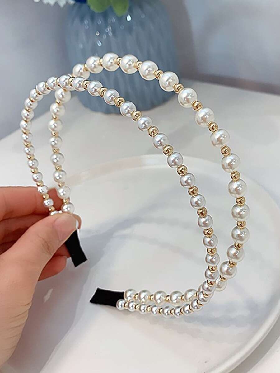 Faux Pearl Layered Headband