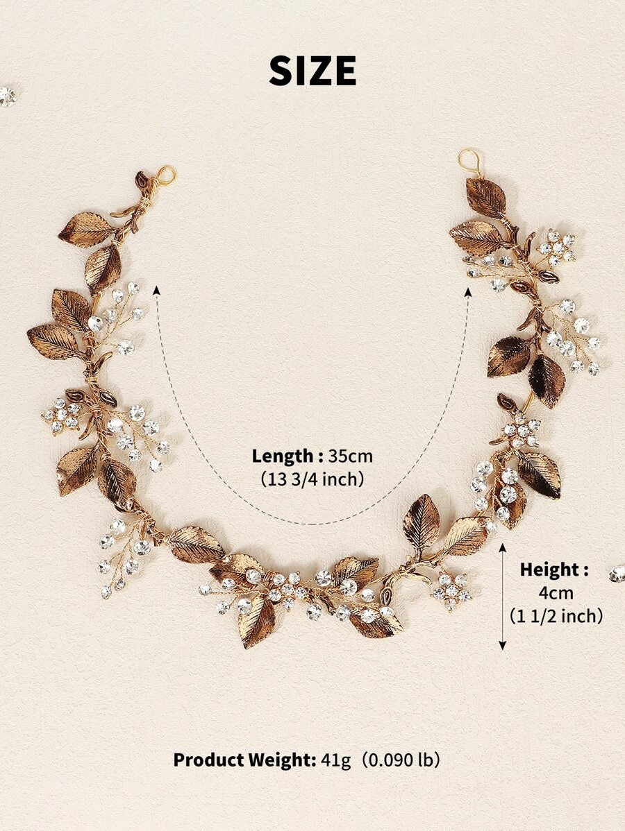 Rhinestone & Leaf Bridal Hair Band