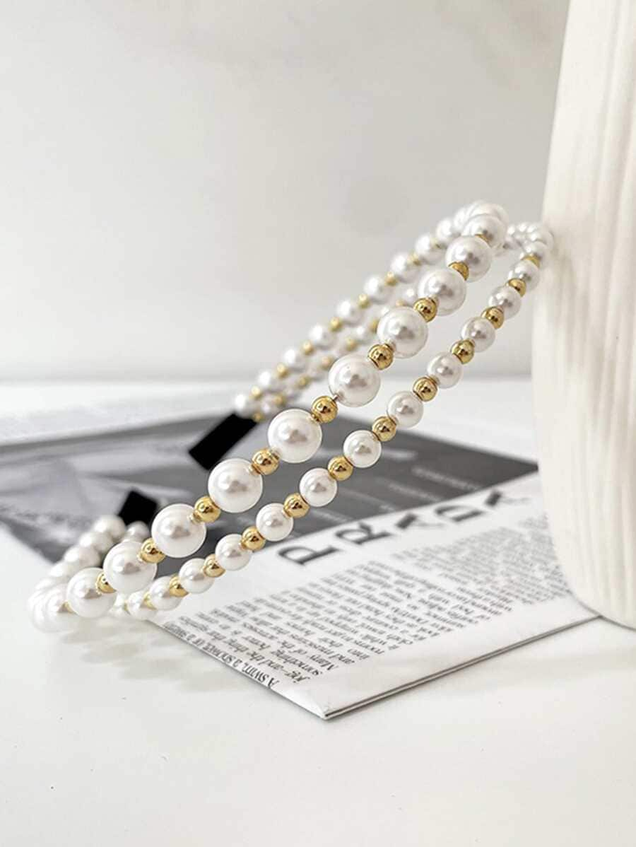 Faux Pearl Layered Headband