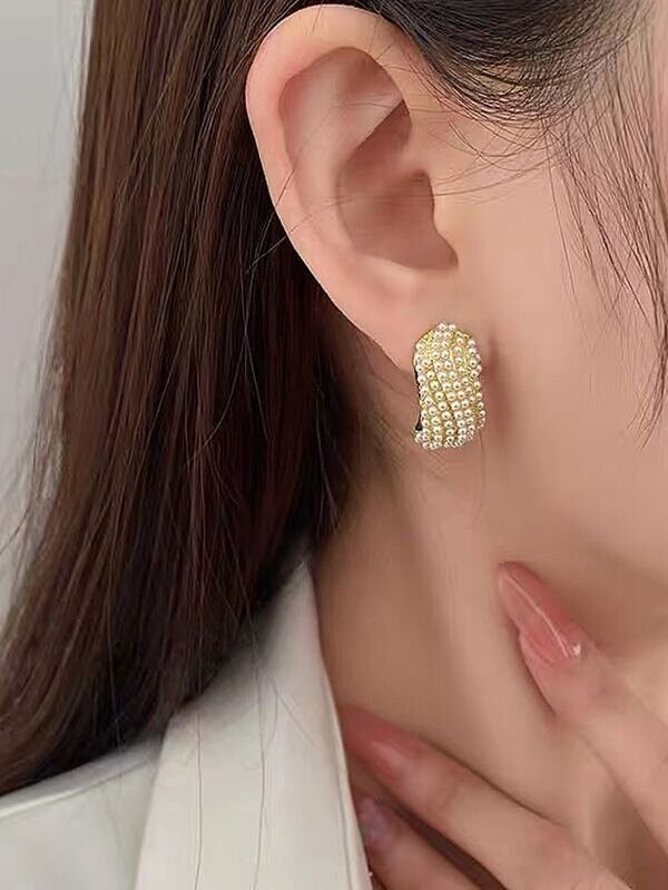 Faux Pearl Stud Earrings