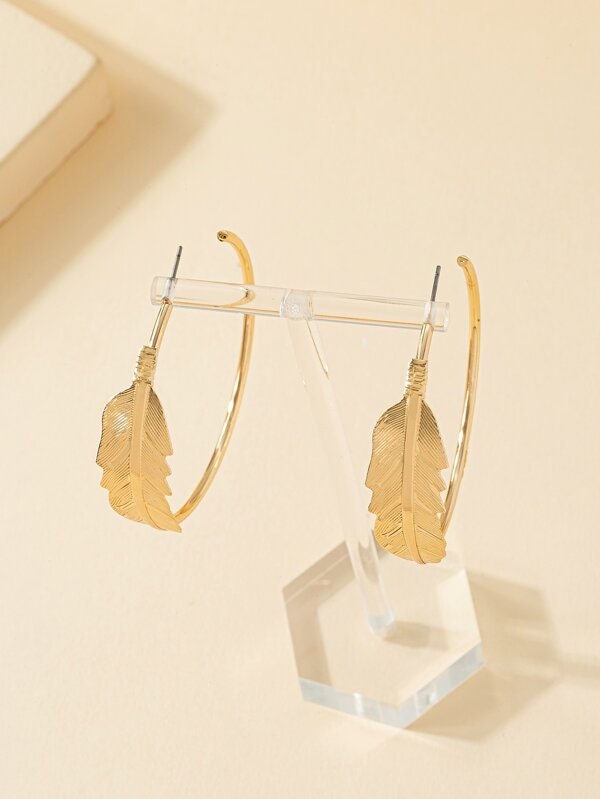 Leaf Design Cuff Hoop Earrings