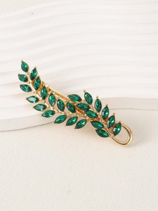 Rhinestone Leaf French Clip