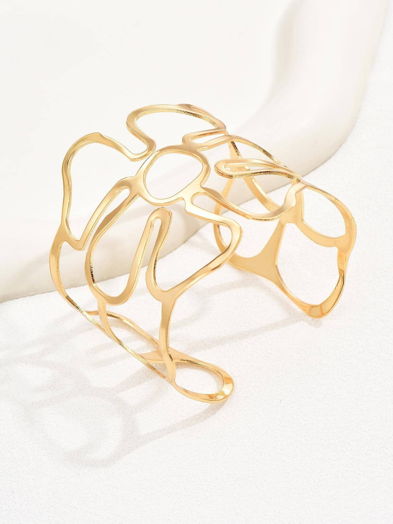 Flower Hollow Out Cuff Bangle