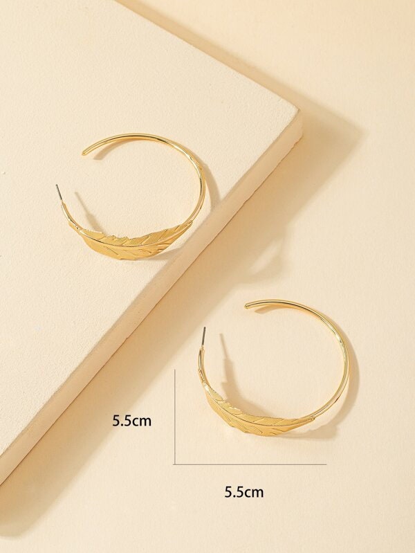 Leaf Design Cuff Hoop Earrings